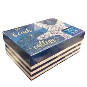 Tri-Coastal Starfish Beach Batik Photo Memory Shoe Box, Blue